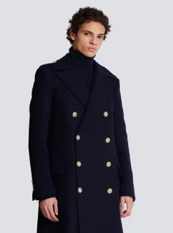 Balmain Coat In Felted Double-faced Wool