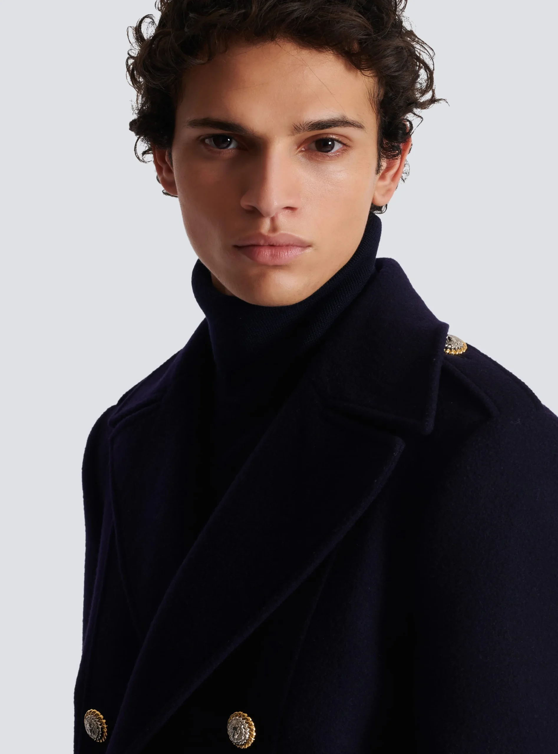 Balmain Coat In Felted Double-faced Wool