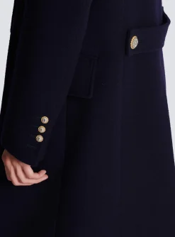 Balmain Coat In Felted Double-faced Wool
