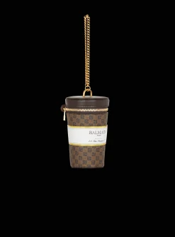 Women Balmain Coffee Cup Minaudi&egrave;re In Mini Monogram Canvas