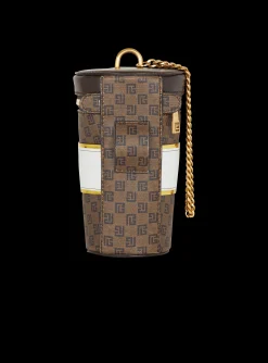 Women Balmain Coffee Cup Minaudi&egrave;re In Mini Monogram Canvas