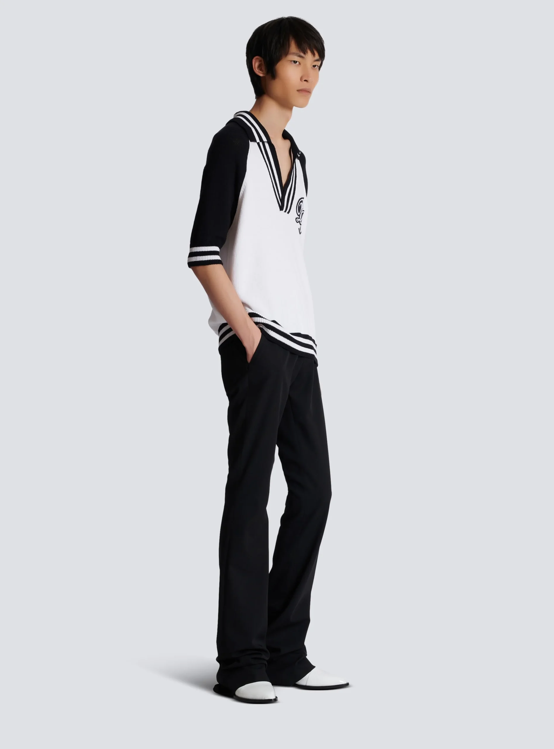 Balmain College Baseball PB Signature Knit Polo Shirt