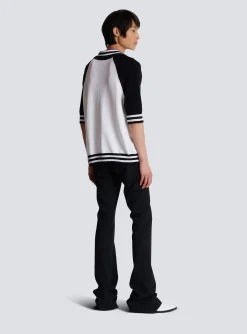 Balmain College Baseball PB Signature Knit Polo Shirt