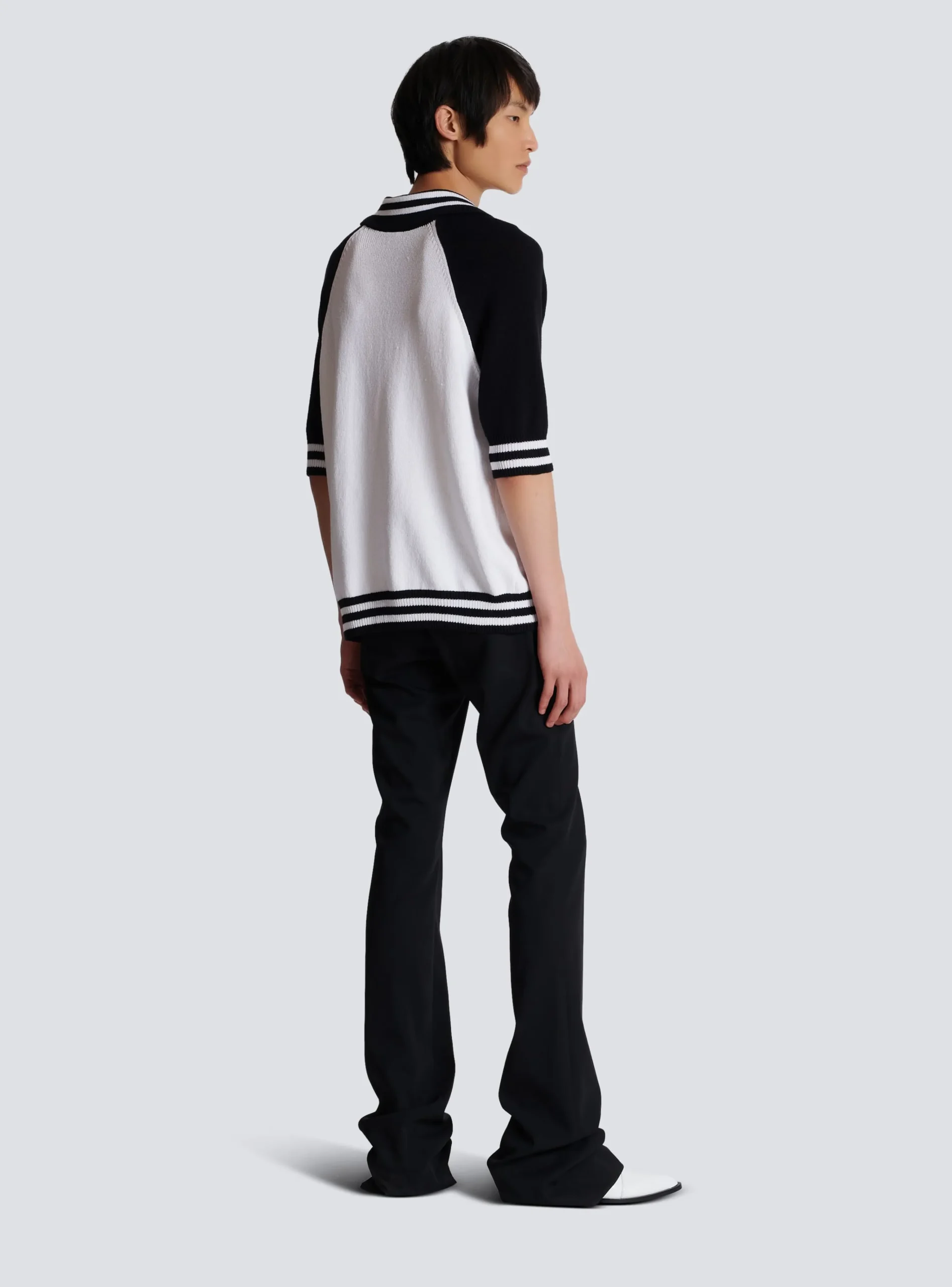 Balmain College Baseball PB Signature Knit Polo Shirt