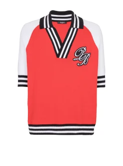 Balmain College Baseball PB Signature Knit Polo Shirt