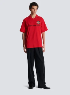 Balmain Cotton Piqu&eacute; Polo Shirt With Racing Embroidery