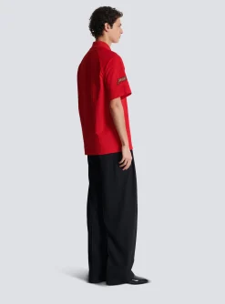 Balmain Cotton Piqu&eacute; Polo Shirt With Racing Embroidery