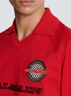 Balmain Cotton Piqu&eacute; Polo Shirt With Racing Embroidery