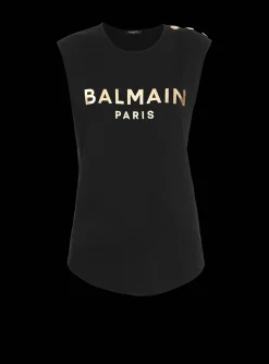 Women Balmain Cotton T-shirt With Logo Print