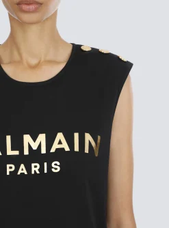 Women Balmain Cotton T-shirt With Logo Print