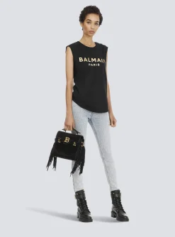 Women Balmain Cotton T-shirt With Logo Print