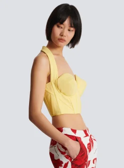 Women Balmain Crepe Halterneck Crop Top