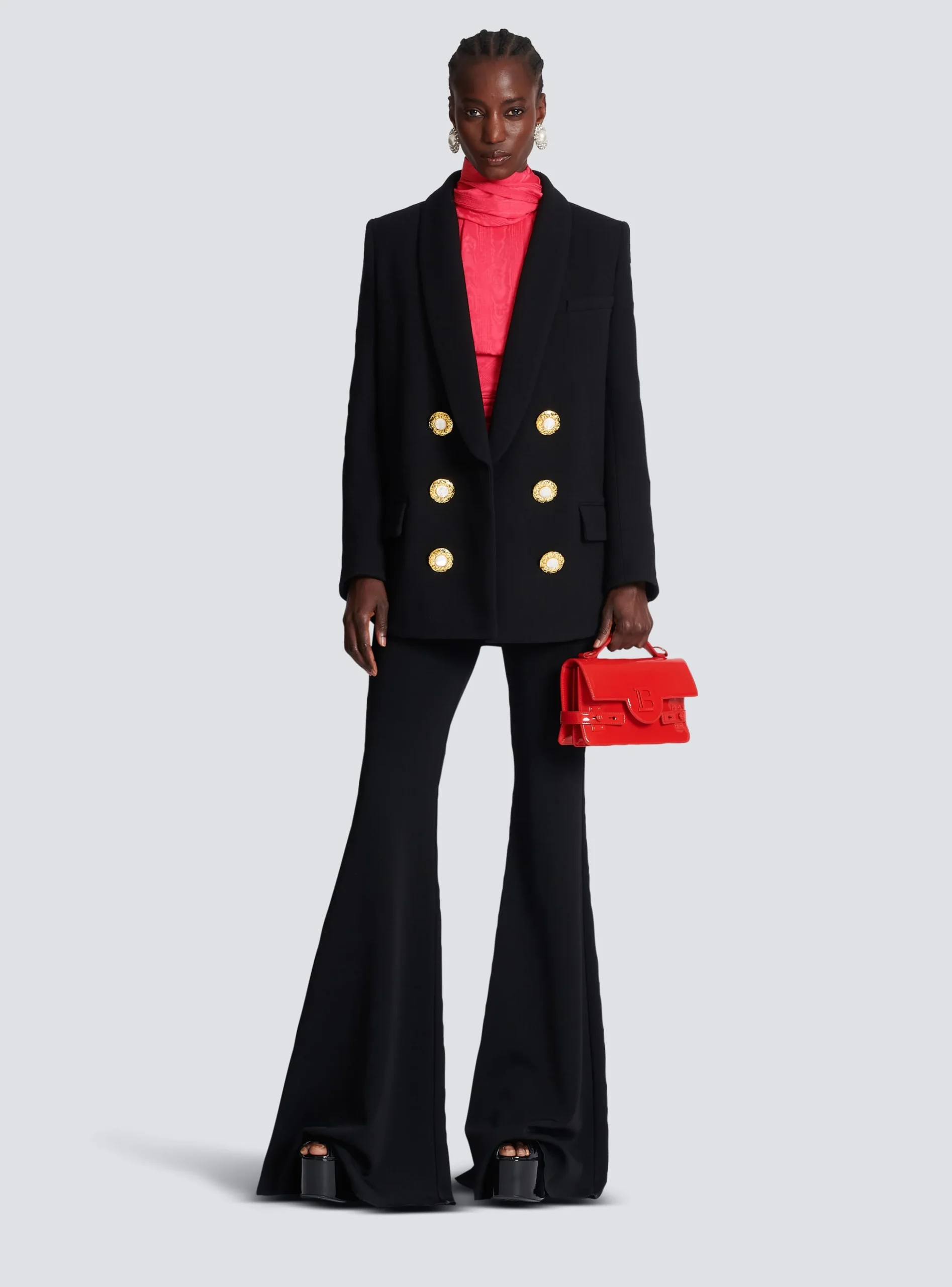 Women Balmain Crepe Jacket With A Shawl Collar