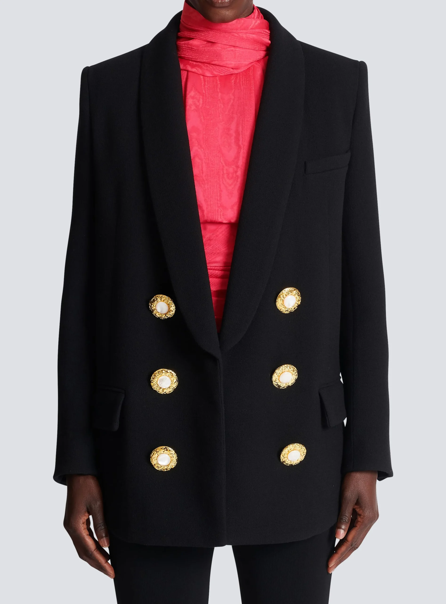 Women Balmain Crepe Jacket With A Shawl Collar