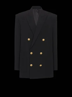 Women Balmain Crepe Jacket With Double-breasted Button Fastening