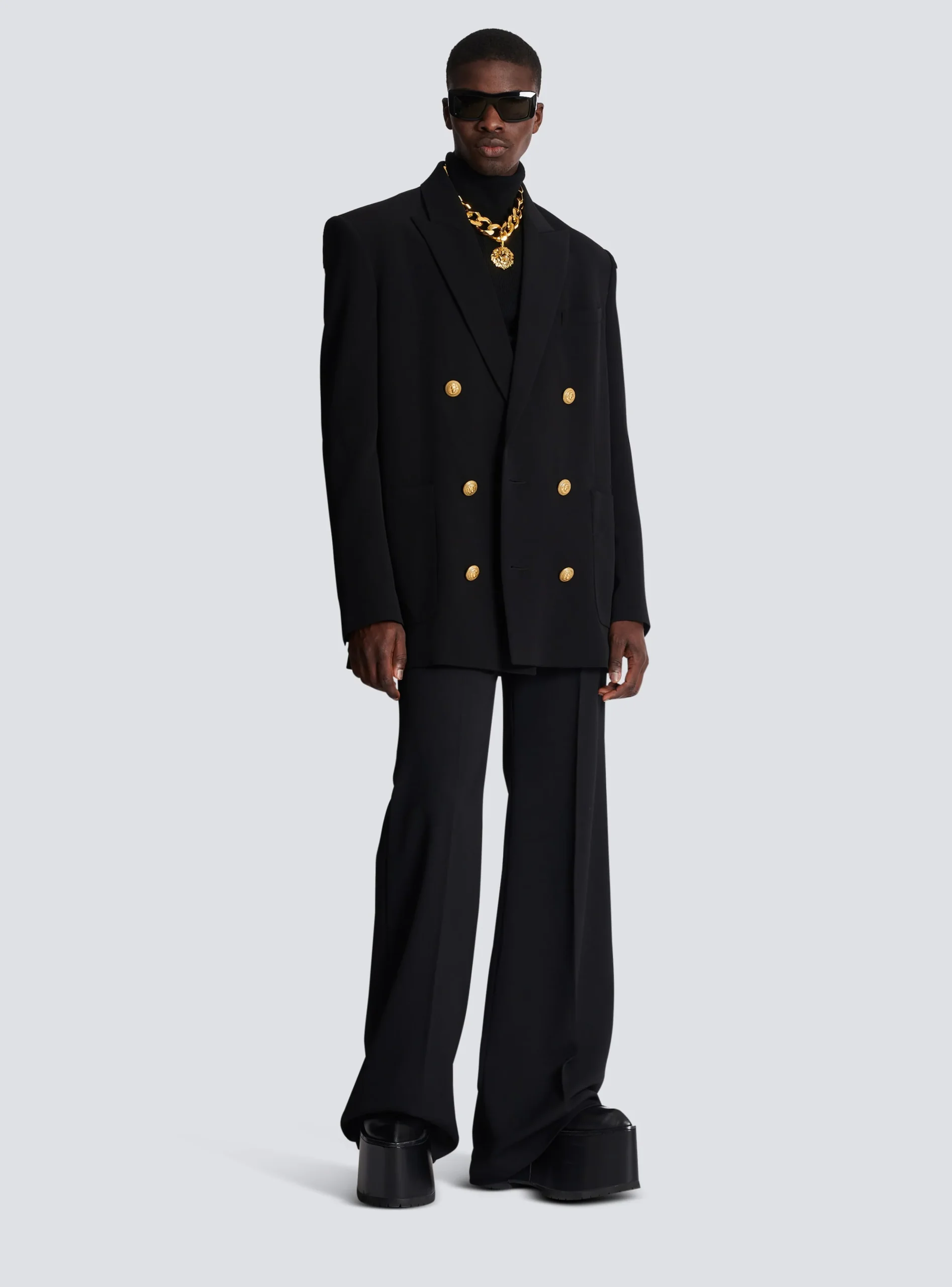 Women Balmain Crepe Jacket With Double-breasted Button Fastening