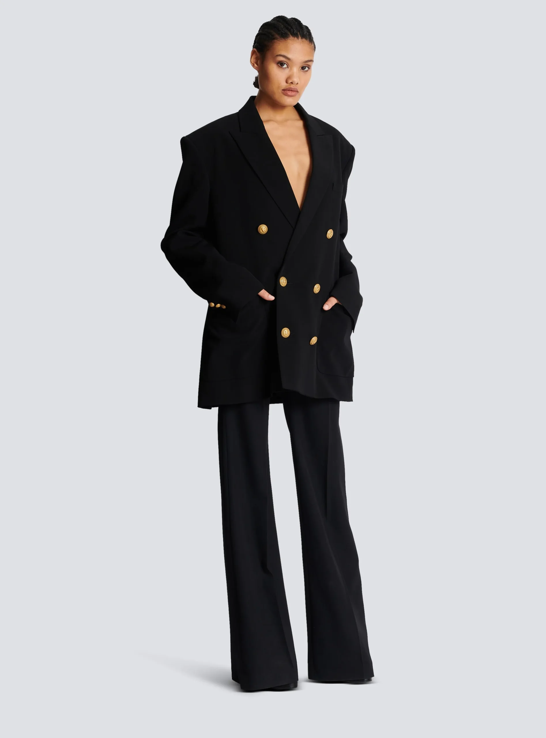 Women Balmain Crepe Jacket With Double-breasted Button Fastening