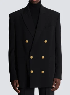 Women Balmain Crepe Jacket With Double-breasted Button Fastening