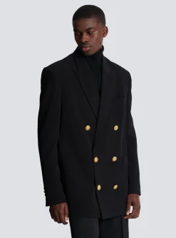 Women Balmain Crepe Jacket With Double-breasted Button Fastening