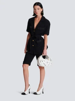 Women Balmain Crepe Safari Shirt