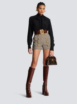 Women Balmain Crepe Shirt With Bow Collar