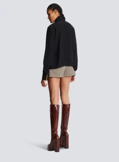 Women Balmain Crepe Shirt With Bow Collar