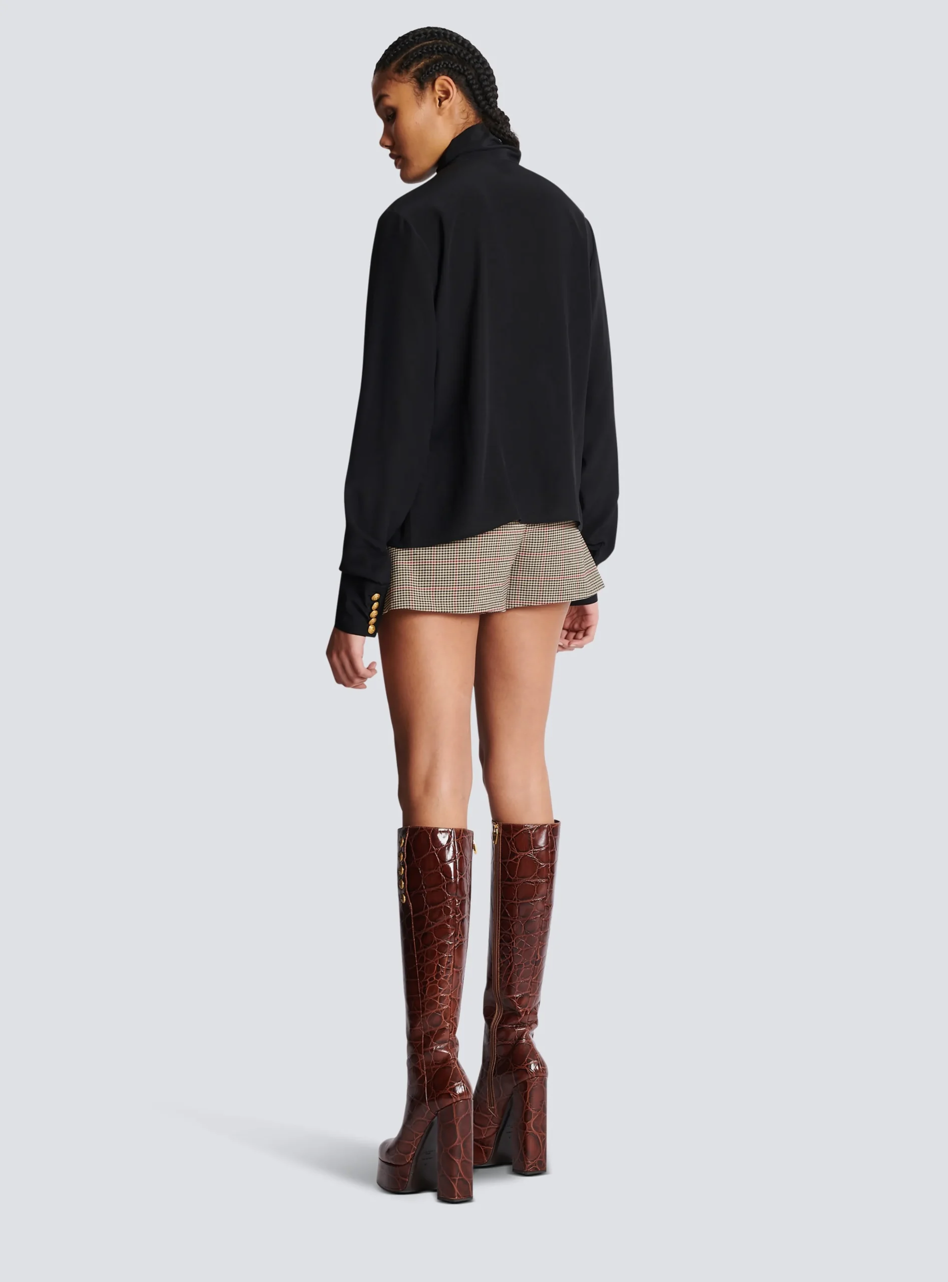 Women Balmain Crepe Shirt With Bow Collar