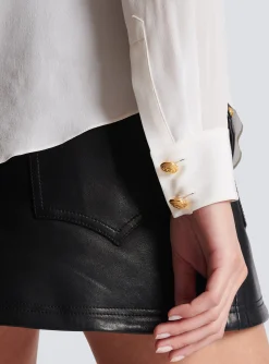 Women Balmain Crepe Shirt With Golden Buttons