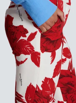 Women Balmain Crepe Trousers With Roses Print