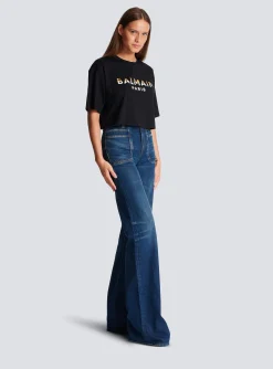 Women Balmain Cropped Paris T-shirt