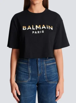 Women Balmain Cropped Paris T-shirt