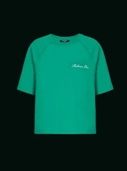 Women Balmain Cropped Signature T-shirt