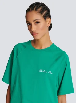 Women Balmain Cropped Signature T-shirt