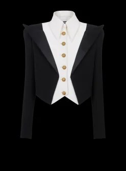 Women Balmain Cropped 6-button Crepe Jacket