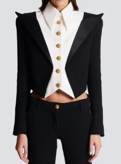 Women Balmain Cropped 6-button Crepe Jacket