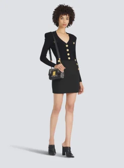 Women Balmain Cropped Eco-designed Knit Cardigan With Gold-tone Buttons