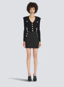 Women Balmain Cropped Eco-designed Knit Cardigan With Gold-tone Buttons