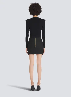 Women Balmain Cropped Eco-designed Knit Cardigan With Gold-tone Buttons