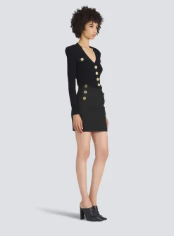 Women Balmain Cropped Eco-designed Knit Cardigan With Gold-tone Buttons