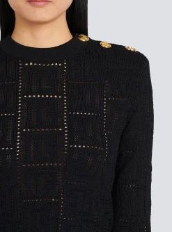 Women Balmain Cropped Eco-designed Sweater With Monogram