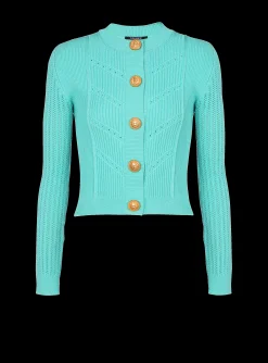 Women Balmain Cropped Knit Cardigan