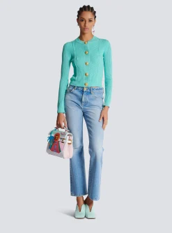 Women Balmain Cropped Knit Cardigan
