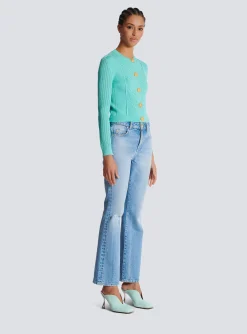 Women Balmain Cropped Knit Cardigan