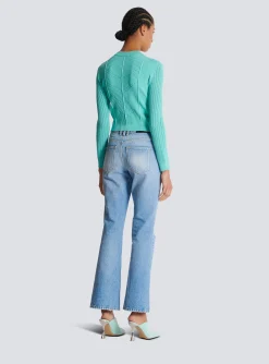 Women Balmain Cropped Knit Cardigan