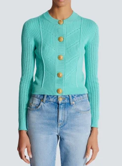 Women Balmain Cropped Knit Cardigan