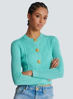 Women Balmain Cropped Knit Cardigan