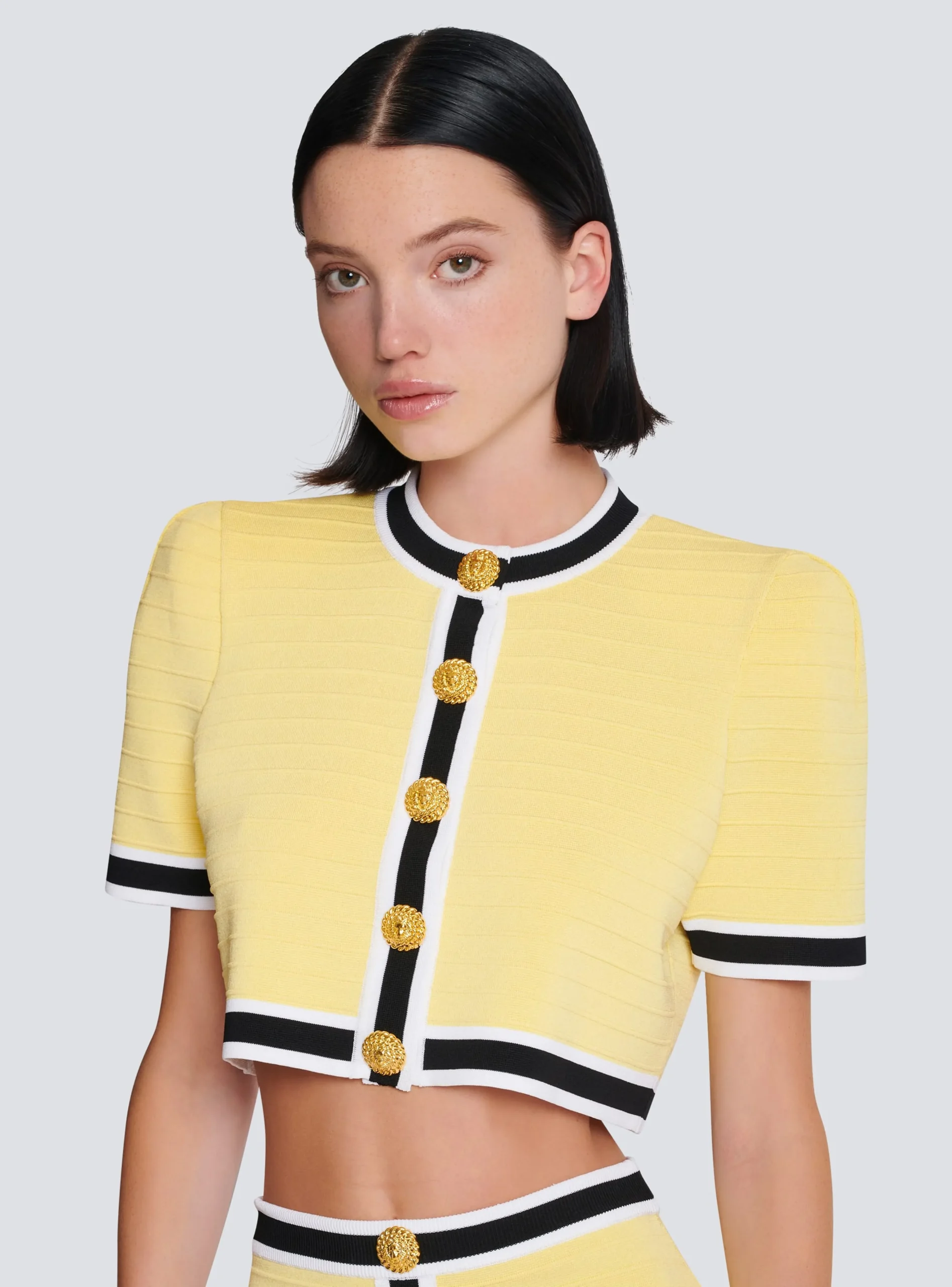 Women Balmain Cropped Knit Cardigan