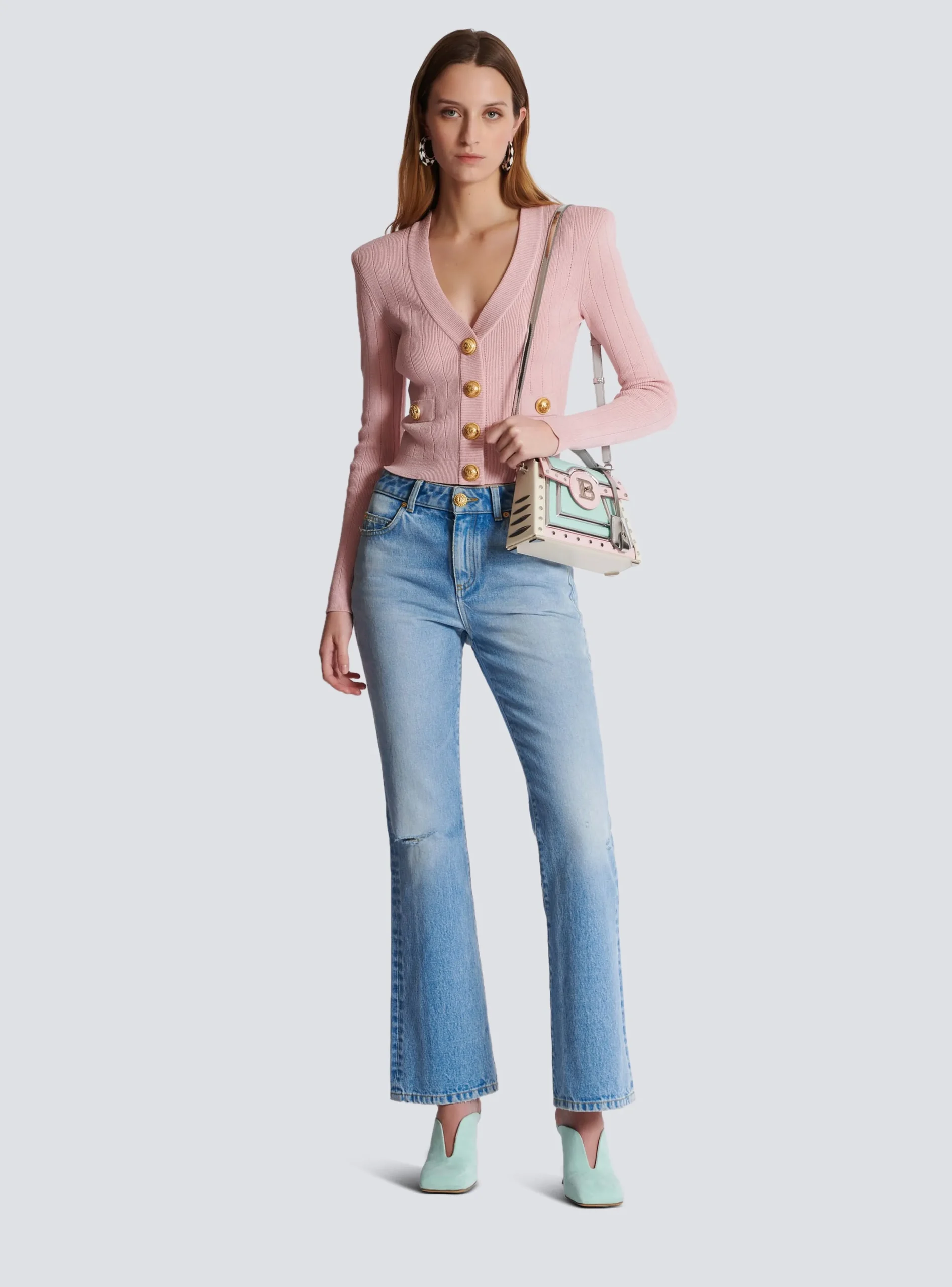 Women Balmain Cropped Knit Cardigan