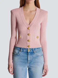 Women Balmain Cropped Knit Cardigan