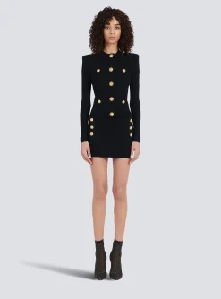 Women Balmain Cropped Knit Cardigan With Gold-tone Buttons